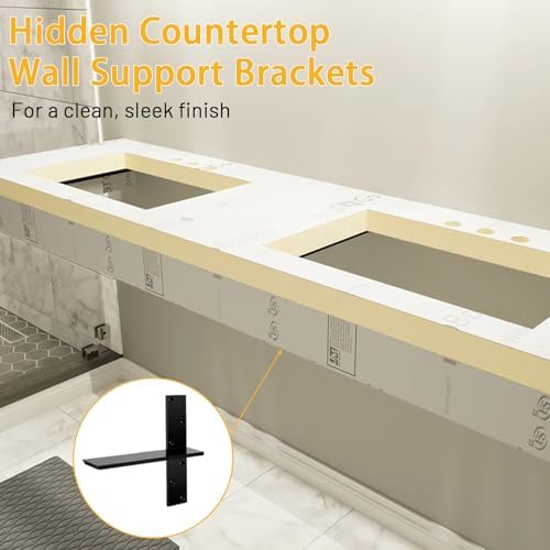 3/8" Thick Heavy-Duty Floating Shower Bench Brackets - 12" L x 2.5&...