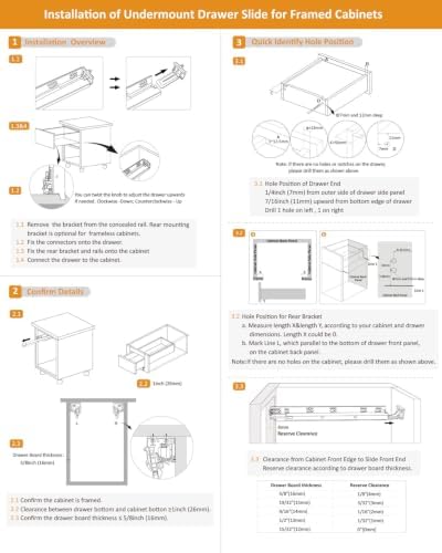 Gobrico Undermount Drawer Slides Bottom Mount Soft Close Drawer Slides 18 inc...