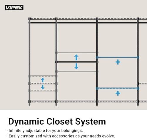 VIPEK S20 Heavy Duty Clothes Rack with 7-Tiers Shoe Shelves, Black