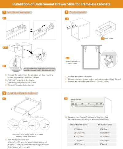 Gobrico Undermount Drawer Slides Bottom Mount Soft Close Drawer Slides 18 inc...