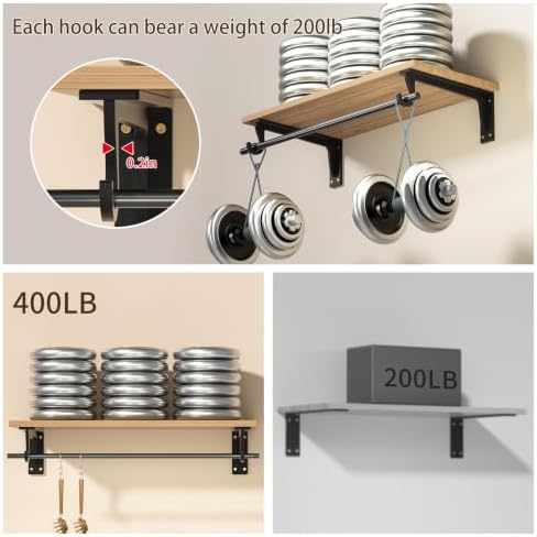 Heavy Duty Closet Rod Support Bracket 400lbs 12x5.6in(4pack Black)