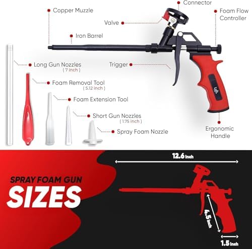 Professional Expanding Foam Spray Gun, 20 Insulation Guns + 180 Extenders