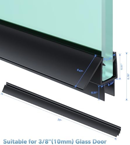 Shower Door Bottom Seal Strip, 2PCS Seal Strip, Clear PVC, 36" Length, F...
