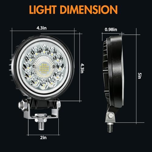 4Pcs 4 Inch 99W Driving Fog Lights Spot Flood Beam Led Car Light, 12V 24V Off...