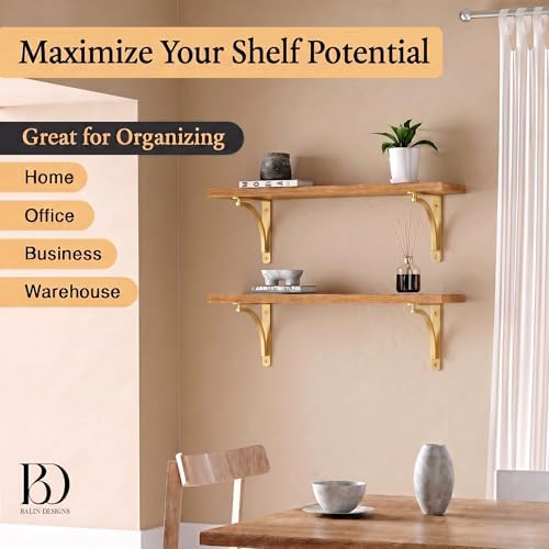 Classic Brass Powder Coated Heavy Duty Shelf Brackets 12 inch by Balin Design...