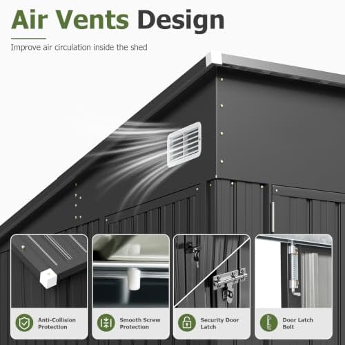 Aoxun 7.5'x4' Outdoor Storage Shed with 3 Lockable Doors & 14mm P...
