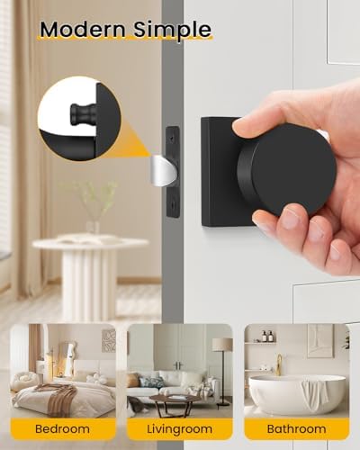 Goldenwarm Matte Black Door Knobs Interior, Privacy Door Knob 6 Pack