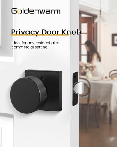 Goldenwarm Matte Black Door Knobs Interior, Privacy Door Knob 6 Pack