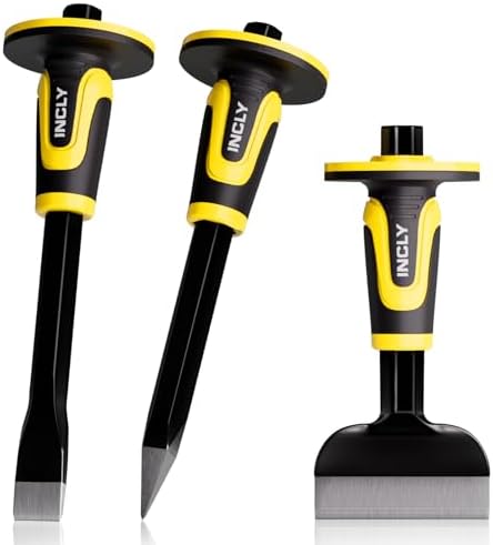 INCLY 3PCS Masonry Chisel Set with Hand Guard, Stone and Rock Chisel