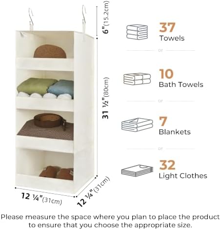 GRANNY SAYS 4-Shelf Hanging Closet Organizer, Foldable Storage, Beige (2 Pack)