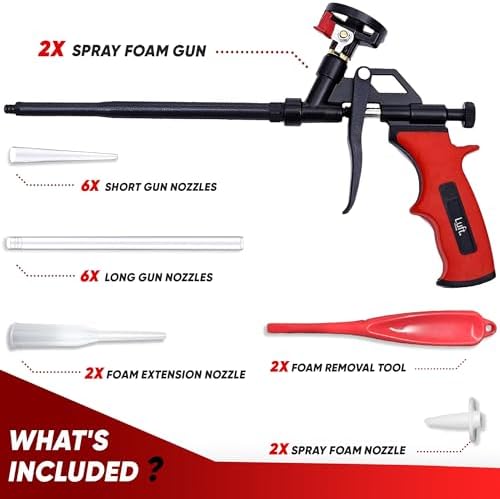 Professional Expanding Foam Spray Gun, 2 Insulation Guns + 18 Extenders