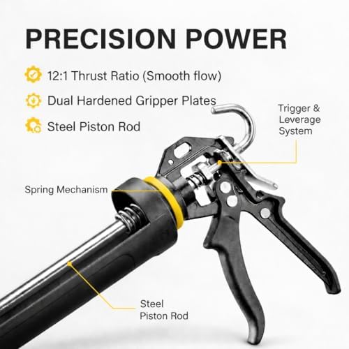 112 Series Manual Caulking Gun - 29 oz Cartridge Dispenser, 12:1Thrust Ratio,...