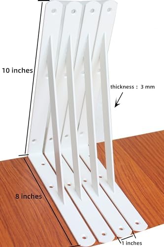 12 Pack L10 x H 8" White Heavy Duty Shelf Brackets with Screws Metal She...