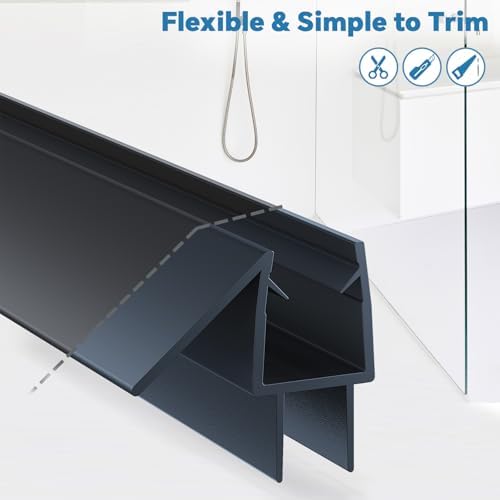 Shower Door Bottom Seal Strip, 2PCS Seal Strip, Clear PVC, 36" Length, F...