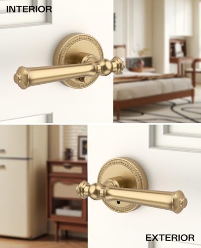 Amerdeco 6 Pack Champagne Bronze Privacy Interior Door Handles