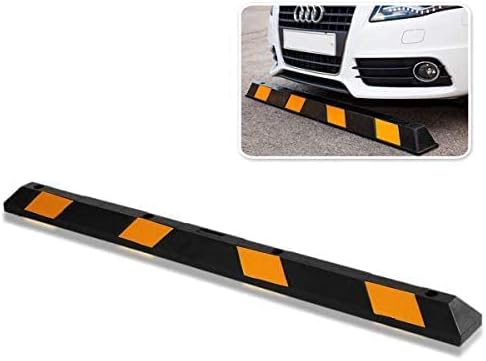 ZONETECH Large Heavy Duty Rubber Parking Curb – 72” Premium Quality Auto Gara...