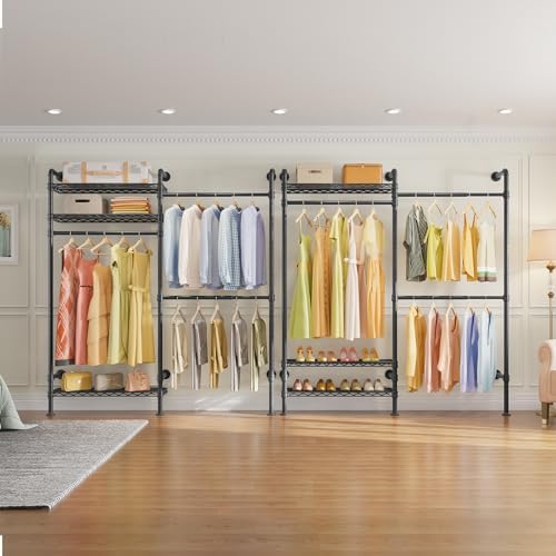 Timate F2 Industrial Pipe Clothes Rack Wall Mounted Clothing Rack for Hanging...