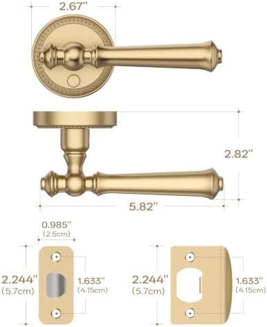 Amerdeco 6 Pack Champagne Bronze Privacy Interior Door Handles