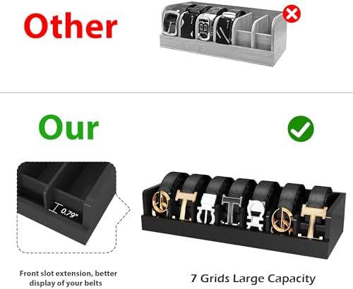 Belt Organizer for Drawer - Bamboo Belt Storage Organizer | Belt Rack for Clo...
