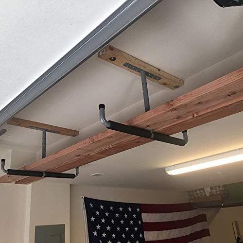 Overhead Garage Storage Hooks, Heavy Duty Ceiling Mount Rack, 4 Pack Black