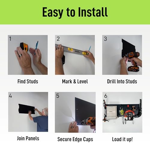 GATOR MAGNETICS Wall Kit: 3 Panels, 6 Magnetic Hooks – Garage Organizer