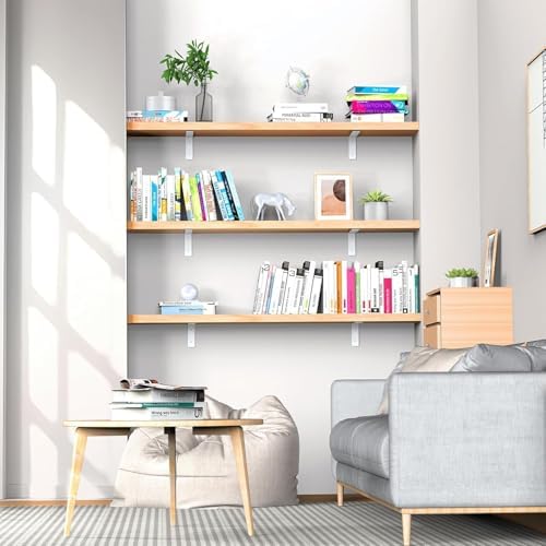 White Floating Shelf Bracket 10 Inch, 6 Pack Heavy Duty Shelf Brackets, Wall ...