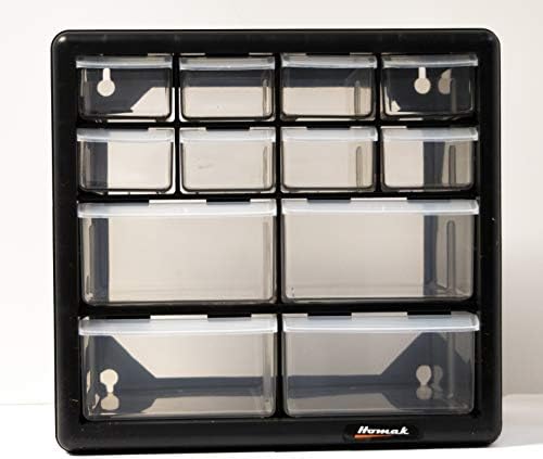 Homak 12-Drawer Parts Organizer, Black, HA01012001