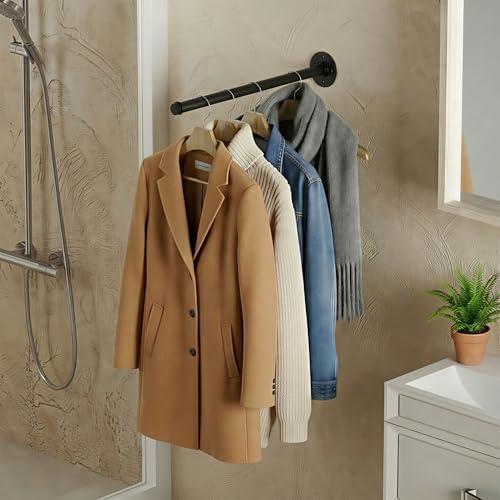 IAE Wall Mounted Closet Rod,Industrial Pipe Clothes Rack,Closet Hanging Bar (...