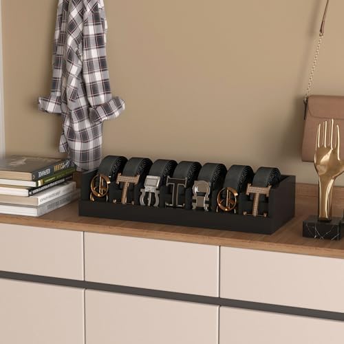 Belt Organizer for Drawer - Bamboo Belt Storage Organizer | Belt Rack for Clo...