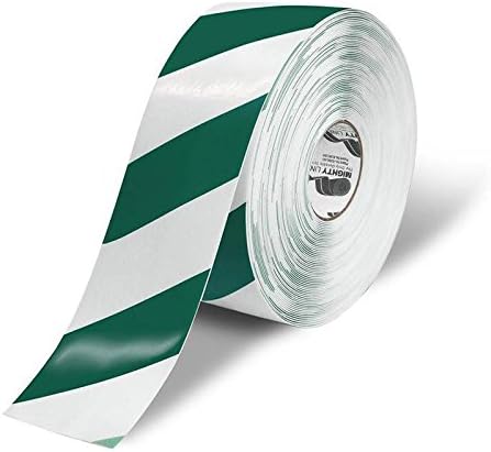 Mighty Line Diagonal Chevron Floor Marking Tape, 4 in White and Green