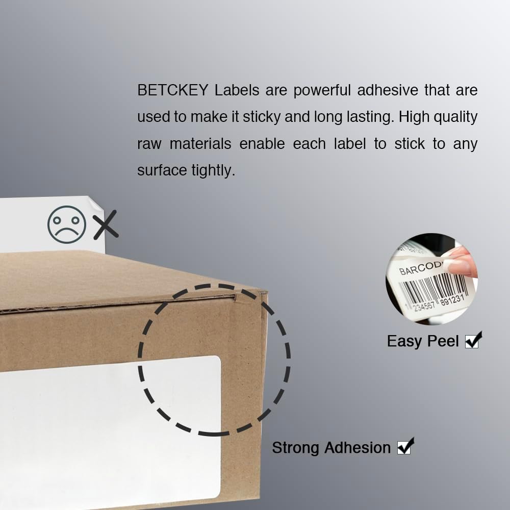 BETCKEY - 4" x 3" (102 mm x 76 mm) Thermal Labels, [10 Roll/5000 La...