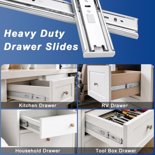 10 inch Soft Close Drawer Slides 6 Pairs (12 Pcs) Heavy Duty Cabinet Side Mou...