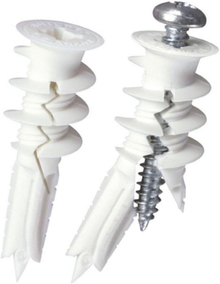#8 x 1-1/4" Twist-N-Lock 75-lb Drywall Anchors, 50 PCS (2-Pack)