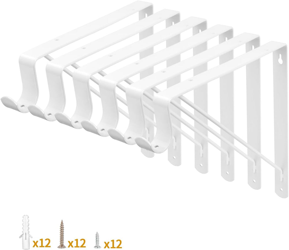 Yarssihha 6 Pack Closet Rod Bracket, 12 x 10.4 Inch Wall Mounted Closet Shelf...