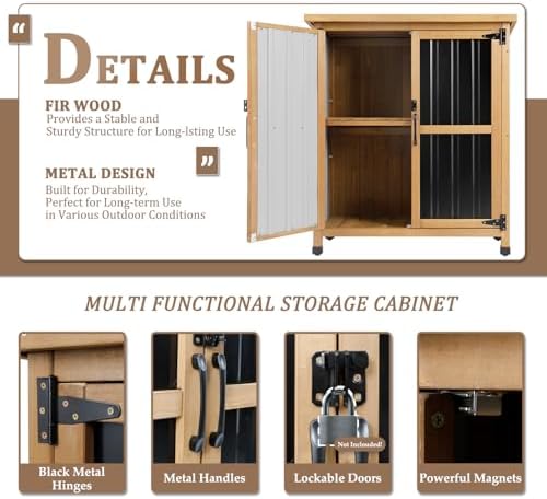 PetsCosset Small Outdoor Storage Cabinet Weatherproof with Lockable Doors