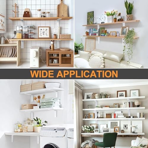 White Floating Shelf Bracket 10 Inch, 6 Pack Heavy Duty Shelf Brackets, Wall ...