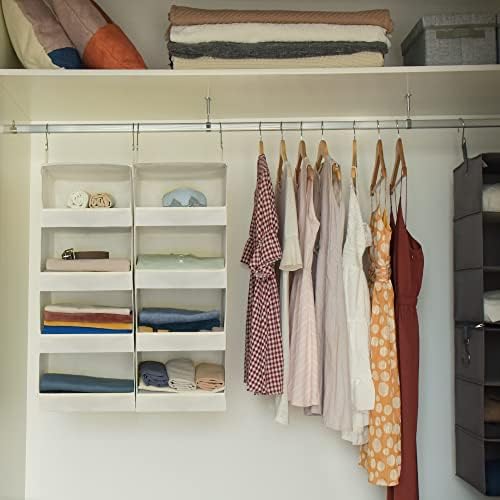 GRANNY SAYS 4-Shelf Hanging Closet Organizer, Foldable Storage, Beige (2 Pack)
