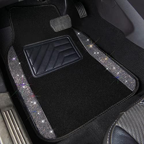 CAR PASS Rhinestone Bling Diamond Car Seat Covers Leather Shining Car Floor M...