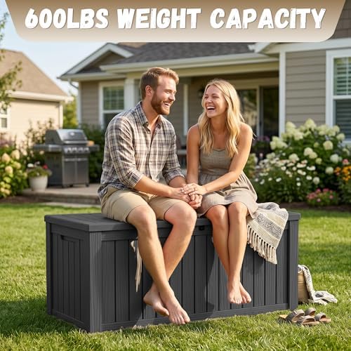 EasyUp 180 Gallon Deck Box, Waterproof& UV Resistant, Black