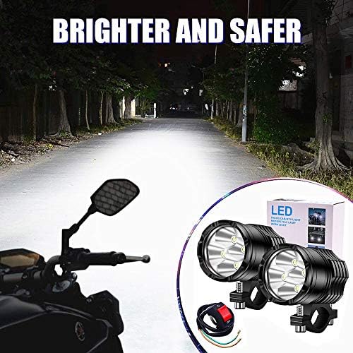 Ourbest Motorcycle Led Driving Lights, 2x High/Low/Strobe Bicycle Dirt Bike S...
