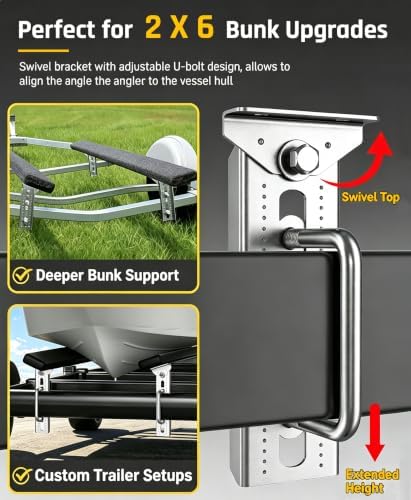 Wyckoff 8" Boat Trailer Bunk Bracket 4-Pack,Heavy Duty Galvanized Swivel