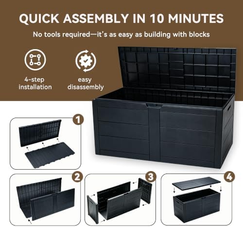 70 Gallon Deck Box, Outdoor Storage Box Waterproof, Patio Storage