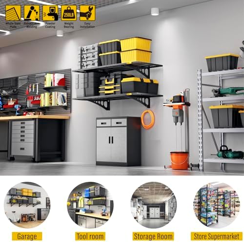 1.64x4ft Adjustable Rail Wall Garage Storage Shelf, for Tool Room, Storage Ro...