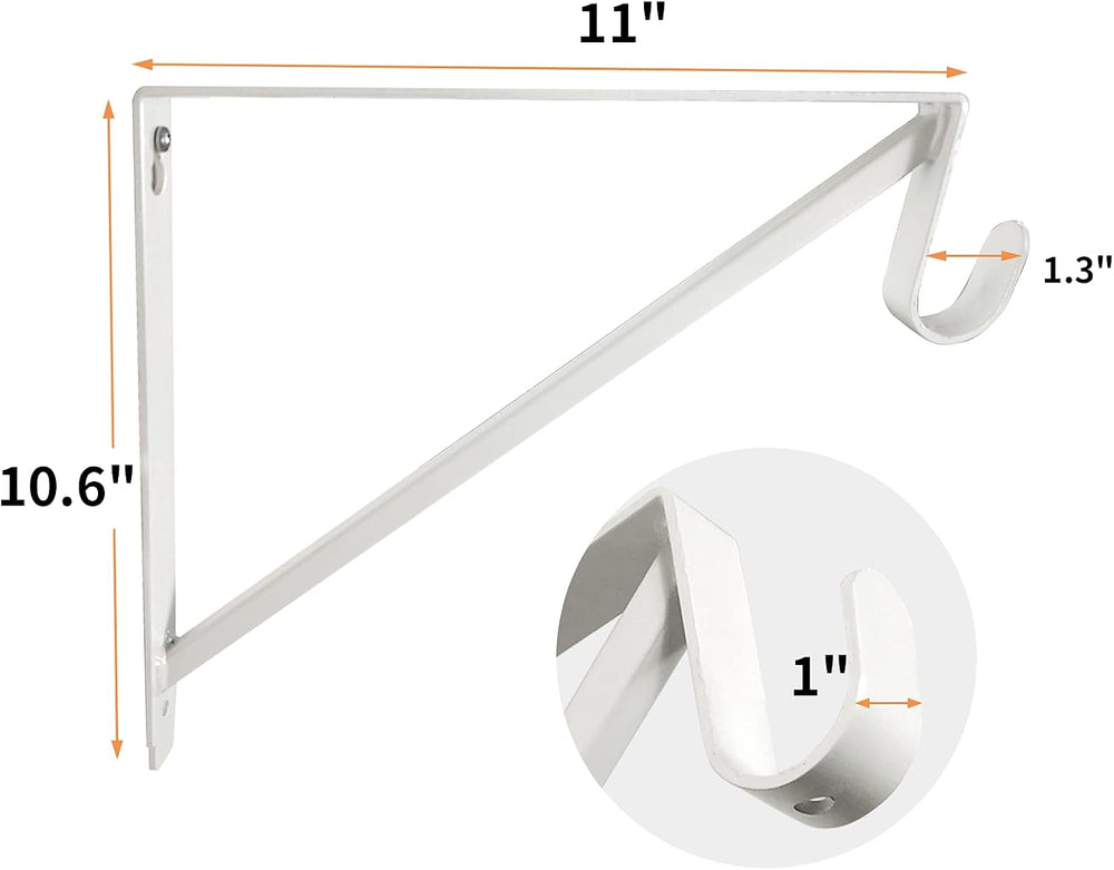 Heavy Duty Closet Shelf and Rod Brackets (White, 3 Pack)