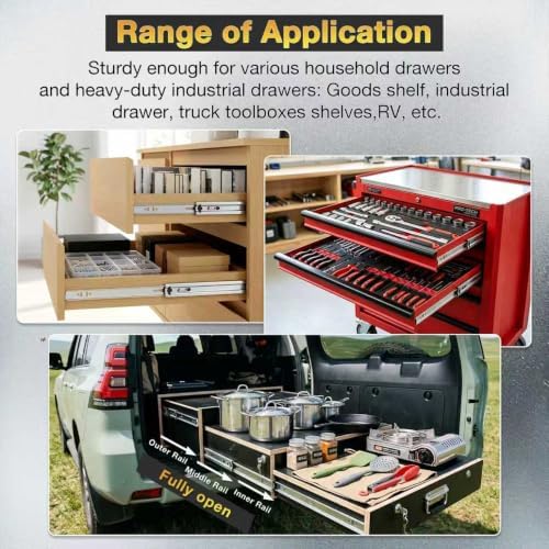 YENUO Heavy Duty Drawer Slides Full Extension Ball Bearing 12–40 Inch 150LB