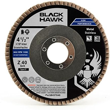 BHA 4-1/2 x 7/8 Zirconia Flap Disc T27 Angle Grinder - 40 Grit - 10 Pack