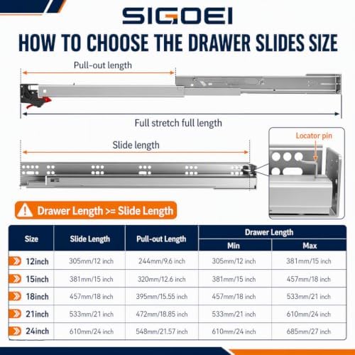 24” Undermount Drawer Slides Soft Close 100 lbs with Bracket 1 Pair