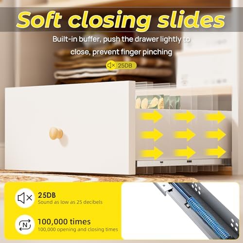 24” Undermount Drawer Slides Soft Close 100 lbs with Bracket 1 Pair