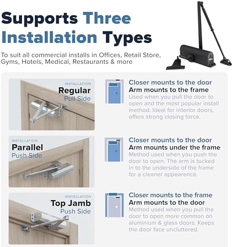 Commercial Door Closer – Heavy Duty Grade 1 Automatic Door Closer for Commerc...