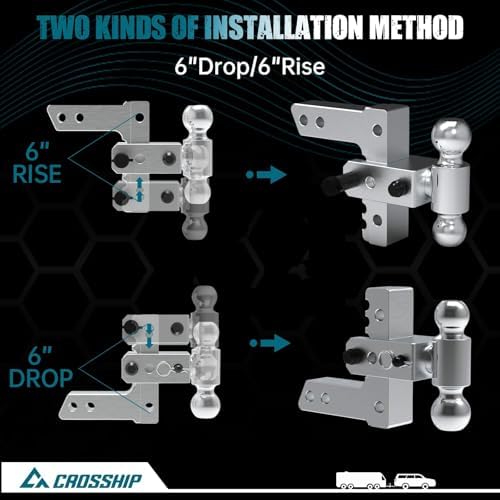 Adjustable Trailer Hitch - Heavy Duty Aluminum Drop Drawbar Hitch - Fits 2&qu...
